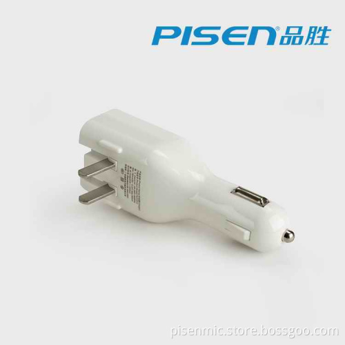 2 in 1 Car Charger with AC Plug
